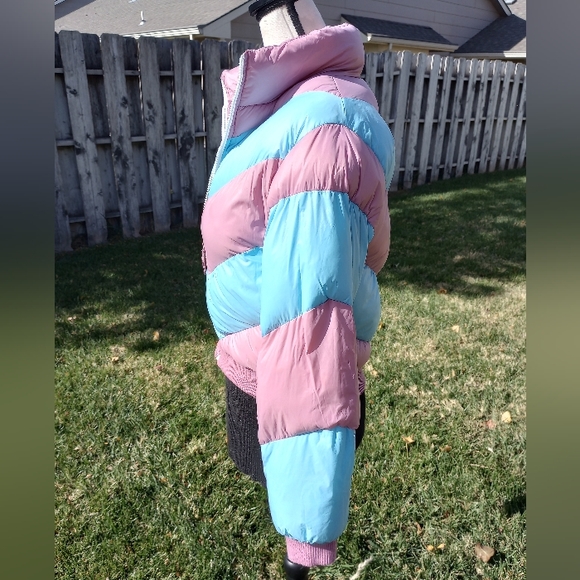 Urban Outfitters Pink & Blue Cotton Candy Puffer Jacket Coat Size XS - Picture 8 of 16